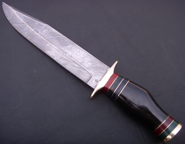 Damascus Bowie/Dagger Knife