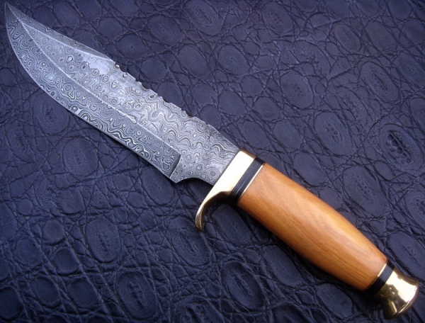 Damascus Bowie/Dagger Knife