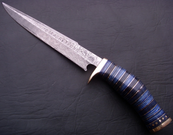 Damascus Bowie/Dagger Knife