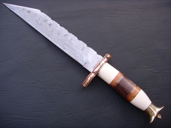 Damascus Bowie/Dagger Knife