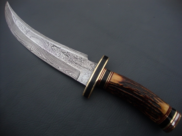 Damascus Bowie/Dagger Knife