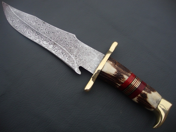 Damascus Bowie/Dagger Knife