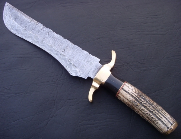 Damascus Bowie/Dagger Knife