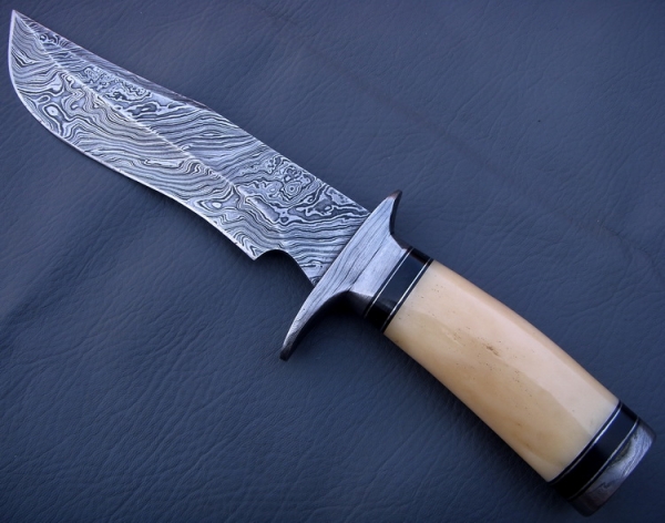 Damascus Bowie/Dagger Knife