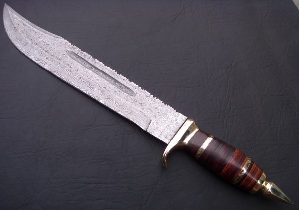 Damascus Bowie/Dagger Knife