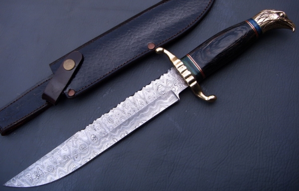 Damascus Bowie/Dagger Knife