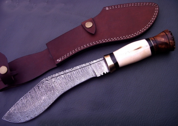 Damascus Bowie/Dagger Knife