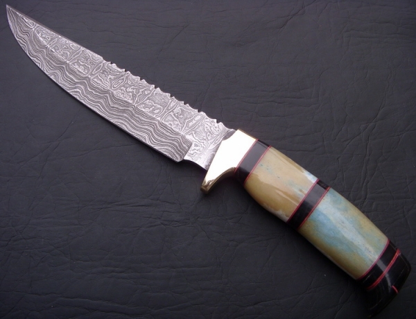 Damascus Bowie/Dagger Knife